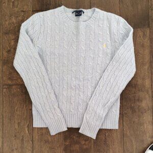 Ralph Lauren Pastel Blue Cable Knit Crewneck Sweater